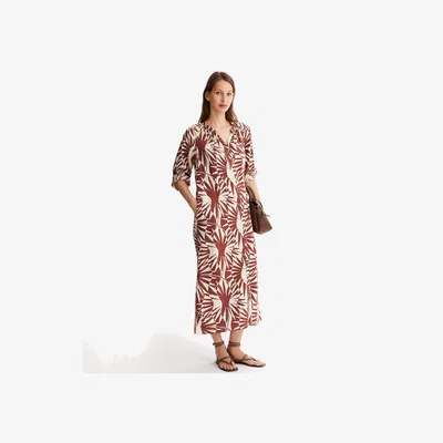 La Redoute Maxi Shift Dress with Graphic Print and 3/4 Length Sleeves