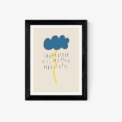 La Redoute A3 Framed Lightning Bolt Print