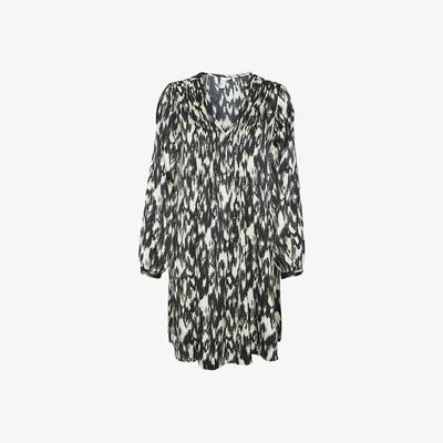 La Redoute Graphic Print Mini Dress with V-Neck