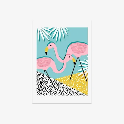 La Redoute A3 Unframed Two Flamingos Print