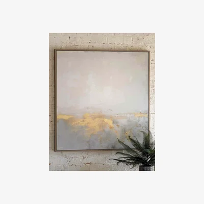 Marks & Spencer Gallery Direct Ethereal Abstract Square Framed Canvas Champagne