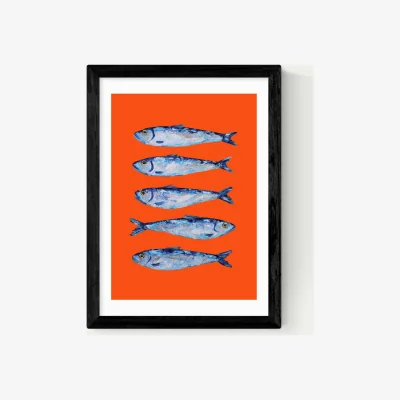 Marks & Spencer East End Prints Sardines Orange Framed Art Print Black