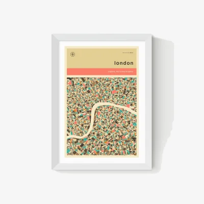 Marks & Spencer East End Prints London Streetguide Orange Framed Art Print White
