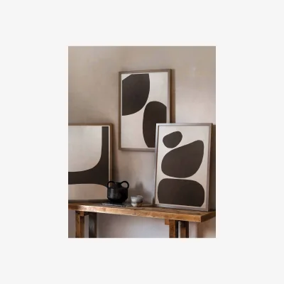 Marks & Spencer Gallery Direct Set of 3 Pebble Collection Framed Canvas Brown Mix