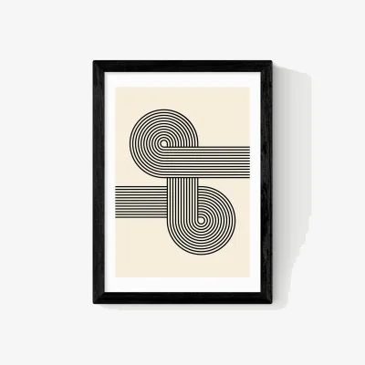Marks & Spencer East End Prints Retro Waves Abstract Framed Art Black