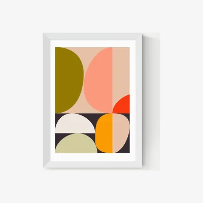 Marks & Spencer East End Prints Mid Century Half Circles Framed Art White