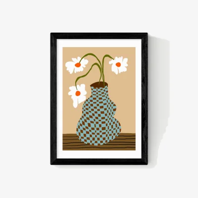 Marks & Spencer East End Prints Party Floral Pottery Framed Art Print Black