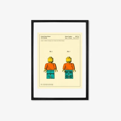 Made.com Jazzberry Blue, 'Retro Toy Figure Patent' Framed Print (More Sizes Available)