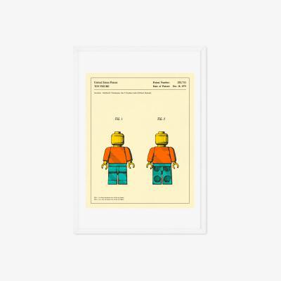 Made.com Jazzberry Blue, 'Retro Toy Figure Patent' Framed Print, A3