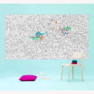 Made in Design XXL Berlin Colouring poster - / Giant - L 180 x 100 cm by OMY Design & Play White/Black
