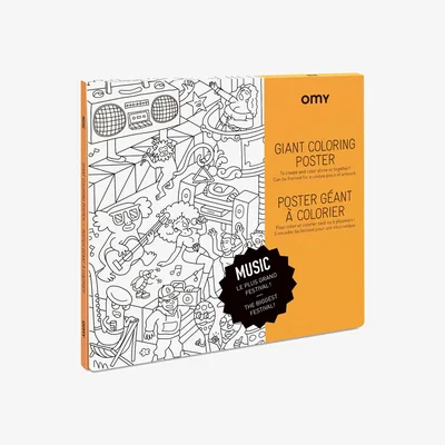 Made in Design Music Colouring poster - / 100 x 70 cm by OMY Design & Play White/Black