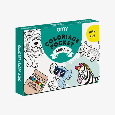 Made in Design Coloriage Pocket - Animaux Colouring poster - / 52 x 38 cm by OMY Design & Play White/Black