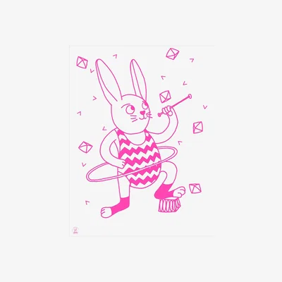 Made in Design Bunny Poster - Glow in the dark - 30 x 40 cm by OMY Design & Play Pink