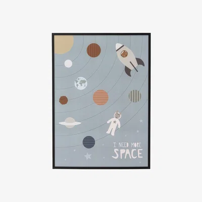 Made in Design I need More Space Framed poster - / L 52 x H 72 cm - Pine frame by Bloomingville Multicoloured