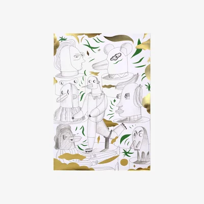 Made in Design Jaime Hayon x The Wrong Shop - Animalothèque Poster - / 47.5 x 67.5 cm - Exclusive by The Wrong Shop Green