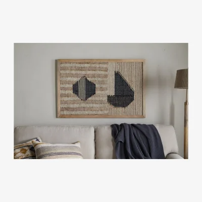Nkuku nkuku Kiran Large Textured Wall Art | Decorative Accessories | One Size | Natural & Dark Blue