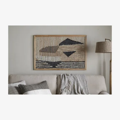Nkuku nkuku Birala Large Textured Wall Art | Decorative Accessories | One Size | Natural & Dark Blue