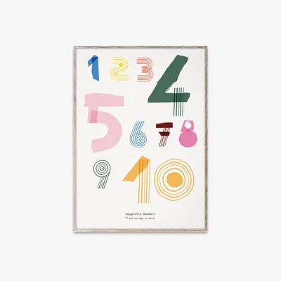 Nordic Nest Paper Collective Spaghetti Numbers poster 50x70 cm