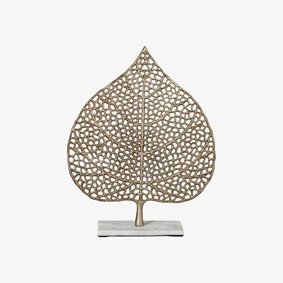 Nordic Nest Marmilla decorative leaf 31x10 cm Gold-marble