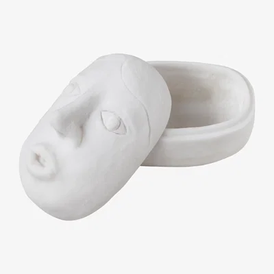 Nordic Nest Art piece face jar 9x12 cm Off-white