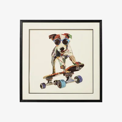 OKA Framed Skateboarding Jasper Hound Collage - Multi
