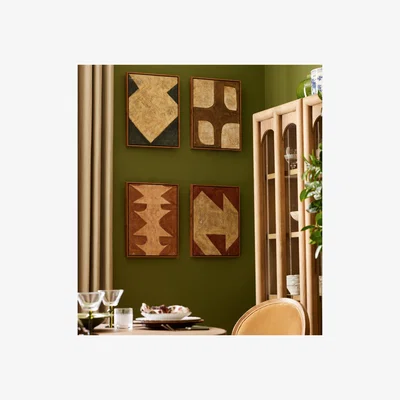 OKA OKA, Abstrato Hand-Painted Wall Art - Set of Four - Multi, Wall Art