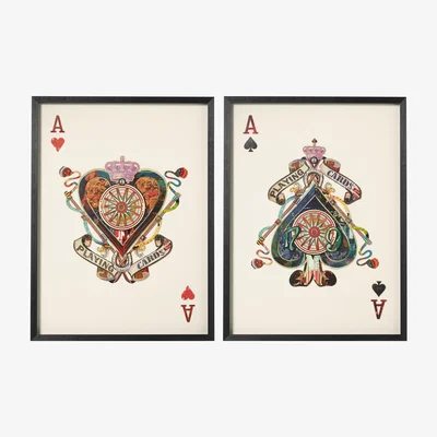 OKA Framed Pair of Ace of Spades & Hearts Collages - Multi
