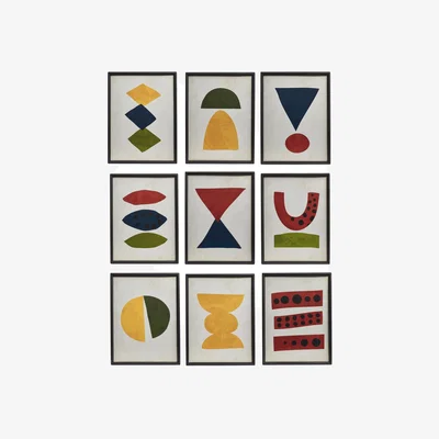 OKA OKA, Set of Nine Meleni Framed Prints - Polychromatic, Wall Art, Abstract