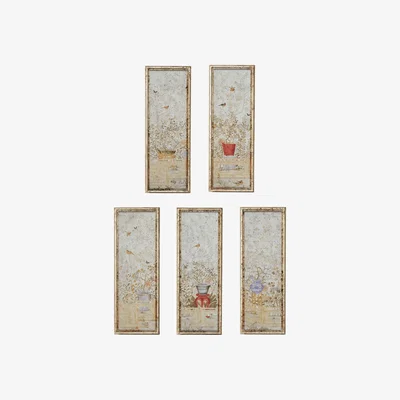 OKA OKA, Set of Five Pentangle Wall Art Panels - Multi, Wall Art, Glass/Wood