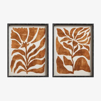 OKA OKA, Pair of Framed Crisanta Prints - Mustard, Wall Art, Firwood