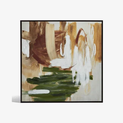 OKA OKA, Ollin Framed Wall Art - Green/Ochre, Wall Art, Canvas