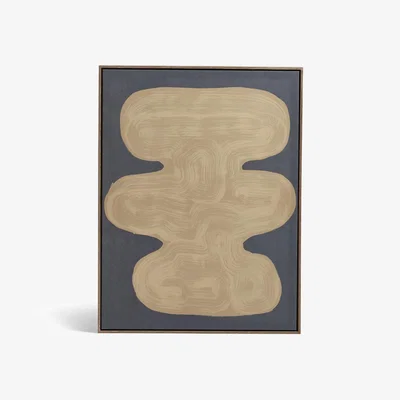 OKA OKA, Dayo Water Framed Wall Art - Blue/Natural, Wall Art, Canvas