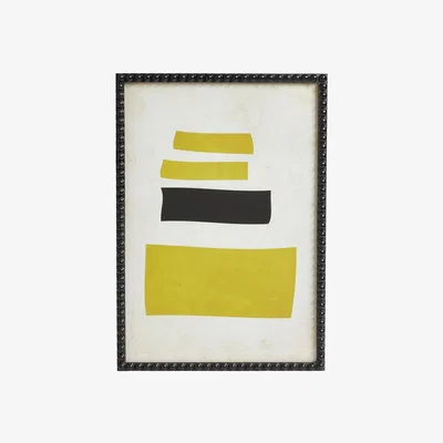OKA Dera Framed Rectangle Print - Yellow/Charcoal