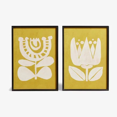 OKA Pair of Eferi Prints - Ochre