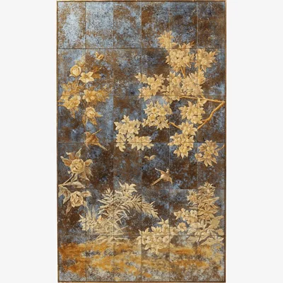 OKA OKA, Laurelin Mirrored Wall Art - Antique Gold, Wall Art, Glass/Wood