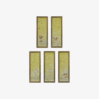 OKA Set of Five Sakura Wall Art Panels - Distressed Ochre