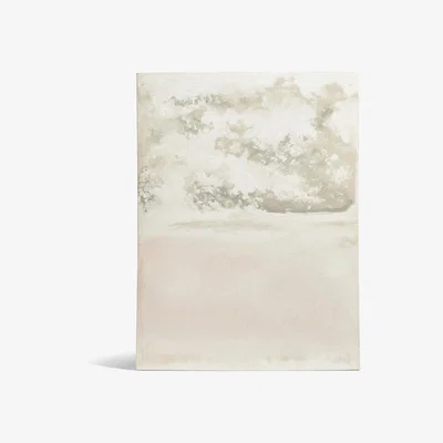 OKA OKA, Zephyr Hand-Painted Wall Art - Distressed White, Wall Paintings, Canvas/Mango Wood, Abstract