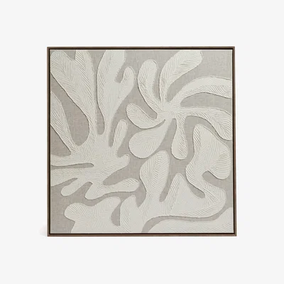 OKA OKA, Korala Hand-Painted Framed Linen Wall Art - Neutral, Wall Art