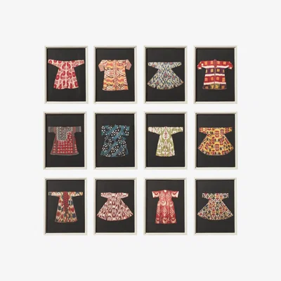 OKA OKA, Set of Twelve Traditional Coat Prints - Multi, Wall Prints, Glass/Wood