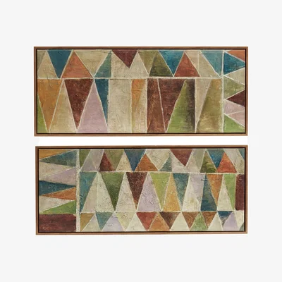 OKA OKA, Trigono Hand-Painted Wall Art Pair - Multi, Wall Art