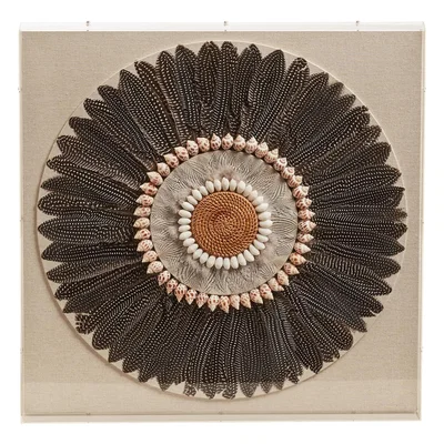OKA Carola Feather Wall Art - Black / Natural