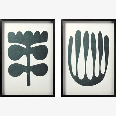 OKA OKA, Pair of Eferi Framed Prints - Black/White, Wall Prints, Glass/Wood