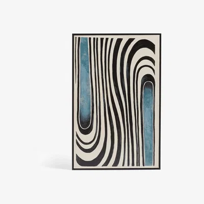 OKA OKA, Orson Wave Hand-Painted Wall Art - Blue/Black, Wall Art, Canvas