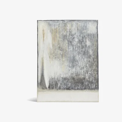 OKA OKA, Kaskata Hand-Painted Wall Art - Distressed Grey, Wall Paintings, Canvas/Mango Wood, Abstract