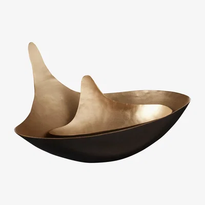 OKA Set of Two Rosalind Decorative Bowls - Black / Gold