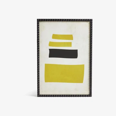 OKA OKA, Dera Framed Rectangle Print - Yellow/Charcoal, Wall Prints, Wood, Abstract