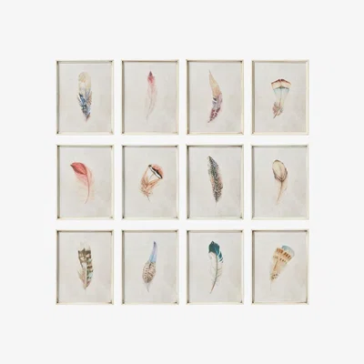 OKA Set of Twelve Feather Prints - Multi