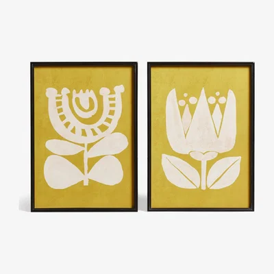 OKA OKA, Pair of Eferi Prints - Ochre, Wall Prints, Wood