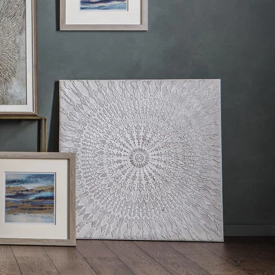 Olivia's Gallery Direct Roshani White Textured Art Canvas
