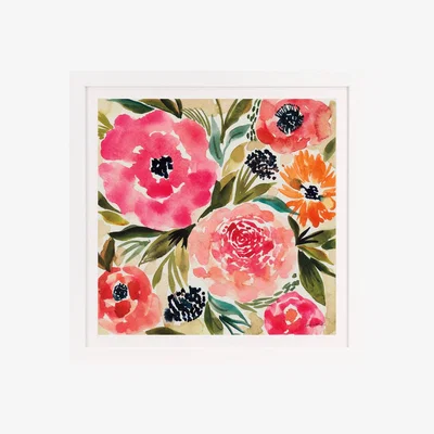 Olivia's Olivia's 'Summer Petals III' - Framed & Mounted Glazed Print - 49x49cm